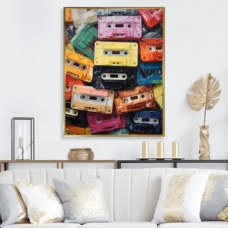 Designart "Cassette Tapes Unwound Secrets I" Cassette Tapes Framed Wall